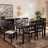 Baxton Studio Mael Sand Upholstered and Espresso Wood 7-Piece Dining Set 166-10533-10519